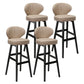 Modern Armless Backrest Counter Stool Kitchen Wood Bar Stool with Cushion and Pedal Khaki 4 Piece Set Bar Stool(30"H) Clearhalo 'Bar Furniture' 'Bar Stools' 'bar_stools' 'furn' 'furn_bar_stools' 'furniture_bar_stools' 'Kitchen & Dining Furniture' 'kitchen&dining_furn' 'kitchen' 'kitchen_furn' Furniture' 4639673