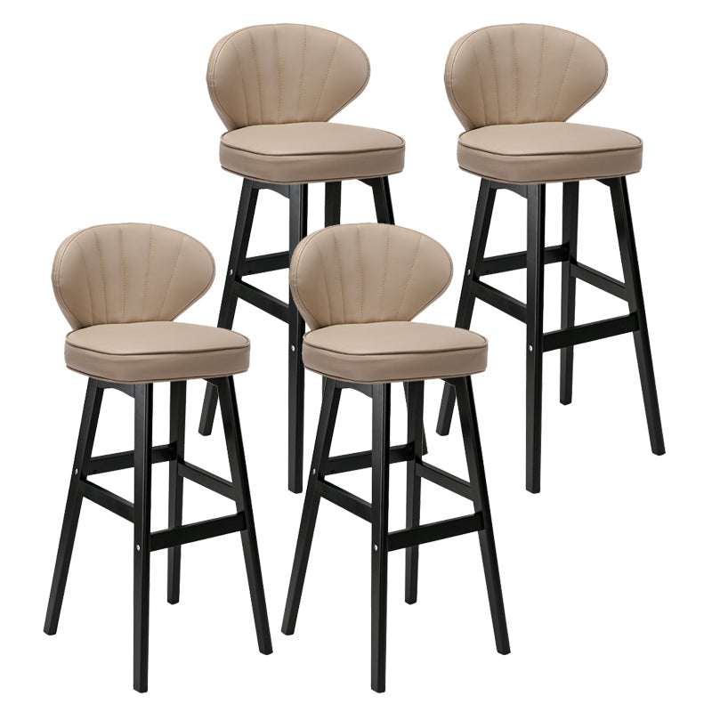Modern Armless Backrest Counter Stool Kitchen Wood Bar Stool with Cushion and Pedal Khaki 4 Piece Set Bar Stool(30"H) Clearhalo 'Bar Furniture' 'Bar Stools' 'bar_stools' 'furn' 'furn_bar_stools' 'furniture_bar_stools' 'Kitchen & Dining Furniture' 'kitchen&dining_furn' 'kitchen' 'kitchen_furn' Furniture' 4639673