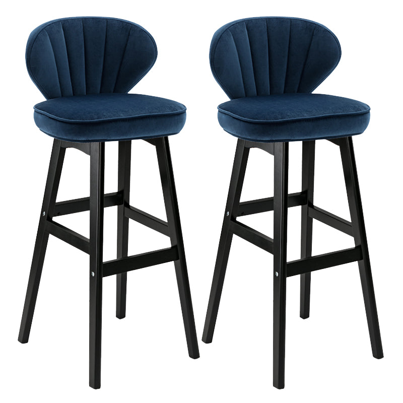 Modern Armless Backrest Counter Stool Kitchen Wood Bar Stool with Cushion and Pedal Lake Blue 2 Piece Set Bar Stool(30"H) Clearhalo 'Bar Furniture' 'Bar Stools' 'bar_stools' 'furn' 'furn_bar_stools' 'furniture_bar_stools' 'Kitchen & Dining Furniture' 'kitchen&dining_furn' 'kitchen' 'kitchen_furn' Furniture' 4639675