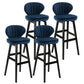 Modern Armless Backrest Counter Stool Kitchen Wood Bar Stool with Cushion and Pedal Lake Blue 4 Piece Set Bar Stool(30"H) Clearhalo 'Bar Furniture' 'Bar Stools' 'bar_stools' 'furn' 'furn_bar_stools' 'furniture_bar_stools' 'Kitchen & Dining Furniture' 'kitchen&dining_furn' 'kitchen' 'kitchen_furn' Furniture' 4639676