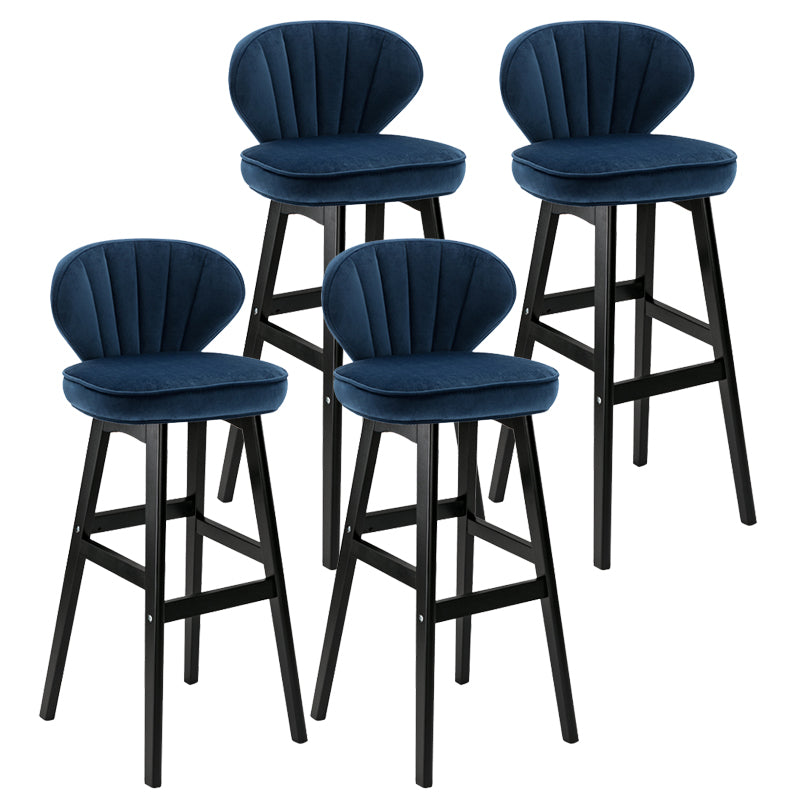 Modern Armless Backrest Counter Stool Kitchen Wood Bar Stool with Cushion and Pedal Lake Blue 4 Piece Set Bar Stool(30"H) Clearhalo 'Bar Furniture' 'Bar Stools' 'bar_stools' 'furn' 'furn_bar_stools' 'furniture_bar_stools' 'Kitchen & Dining Furniture' 'kitchen&dining_furn' 'kitchen' 'kitchen_furn' Furniture' 4639676