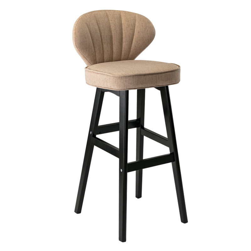 Modern Armless Backrest Counter Stool Kitchen Wood Bar Stool with Cushion and Pedal Gray-Khaki 1 Piece Bar Stool(30"H) Clearhalo 'Bar Furniture' 'Bar Stools' 'bar_stools' 'furn' 'furn_bar_stools' 'furniture_bar_stools' 'Kitchen & Dining Furniture' 'kitchen&dining_furn' 'kitchen' 'kitchen_furn' Furniture' 4639677