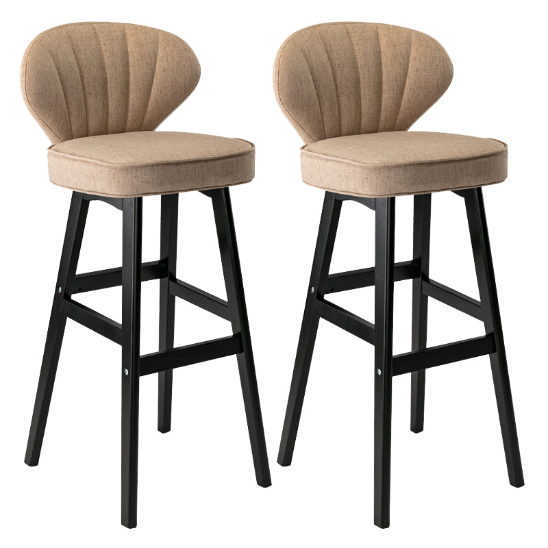 Modern Armless Backrest Counter Stool Kitchen Wood Bar Stool with Cushion and Pedal Gray-Khaki 2 Piece Set Bar Stool(30"H) Clearhalo 'Bar Furniture' 'Bar Stools' 'bar_stools' 'furn' 'furn_bar_stools' 'furniture_bar_stools' 'Kitchen & Dining Furniture' 'kitchen&dining_furn' 'kitchen' 'kitchen_furn' Furniture' 4639678
