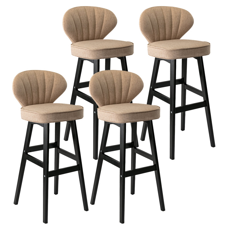 Modern Armless Backrest Counter Stool Kitchen Wood Bar Stool with Cushion and Pedal Gray-Khaki 4 Piece Set Bar Stool(30"H) Clearhalo 'Bar Furniture' 'Bar Stools' 'bar_stools' 'furn' 'furn_bar_stools' 'furniture_bar_stools' 'Kitchen & Dining Furniture' 'kitchen&dining_furn' 'kitchen' 'kitchen_furn' Furniture' 4639679