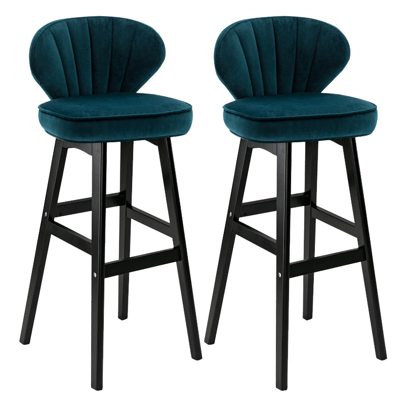 Modern Armless Backrest Counter Stool Kitchen Wood Bar Stool with Cushion and Pedal Dark Blue 2 Piece Set Bar Stool(30"H) Clearhalo 'Bar Furniture' 'Bar Stools' 'bar_stools' 'furn' 'furn_bar_stools' 'furniture_bar_stools' 'Kitchen & Dining Furniture' 'kitchen&dining_furn' 'kitchen' 'kitchen_furn' Furniture' 4639681