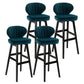 Modern Armless Backrest Counter Stool Kitchen Wood Bar Stool with Cushion and Pedal Dark Blue 4 Piece Set Bar Stool(30"H) Clearhalo 'Bar Furniture' 'Bar Stools' 'bar_stools' 'furn' 'furn_bar_stools' 'furniture_bar_stools' 'Kitchen & Dining Furniture' 'kitchen&dining_furn' 'kitchen' 'kitchen_furn' Furniture' 4639682