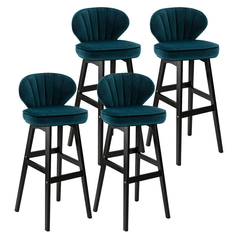 Modern Armless Backrest Counter Stool Kitchen Wood Bar Stool with Cushion and Pedal Dark Blue 4 Piece Set Bar Stool(30"H) Clearhalo 'Bar Furniture' 'Bar Stools' 'bar_stools' 'furn' 'furn_bar_stools' 'furniture_bar_stools' 'Kitchen & Dining Furniture' 'kitchen&dining_furn' 'kitchen' 'kitchen_furn' Furniture' 4639682