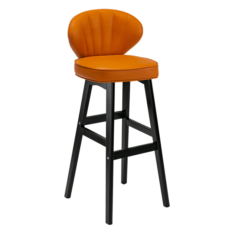 Modern Armless Backrest Counter Stool Kitchen Wood Bar Stool with Cushion and Pedal Orange 1 Piece Bar Stool(30"H) Clearhalo 'Bar Furniture' 'Bar Stools' 'bar_stools' 'furn' 'furn_bar_stools' 'furniture_bar_stools' 'Kitchen & Dining Furniture' 'kitchen&dining_furn' 'kitchen' 'kitchen_furn' Furniture' 4639683
