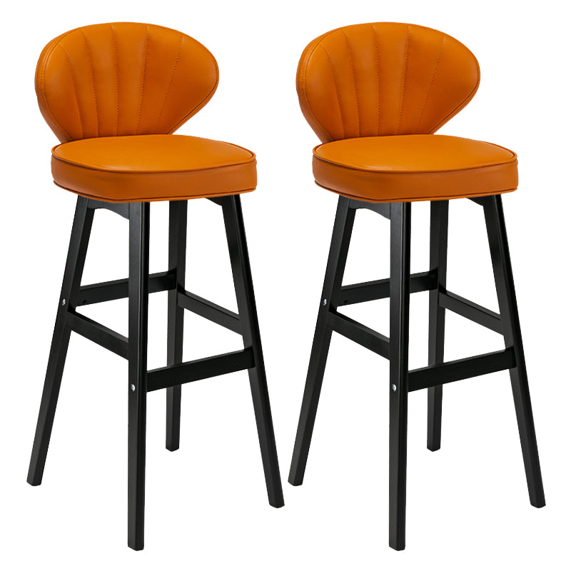 Modern Armless Backrest Counter Stool Kitchen Wood Bar Stool with Cushion and Pedal Orange 2 Piece Set Bar Stool(30"H) Clearhalo 'Bar Furniture' 'Bar Stools' 'bar_stools' 'furn' 'furn_bar_stools' 'furniture_bar_stools' 'Kitchen & Dining Furniture' 'kitchen&dining_furn' 'kitchen' 'kitchen_furn' Furniture' 4639684