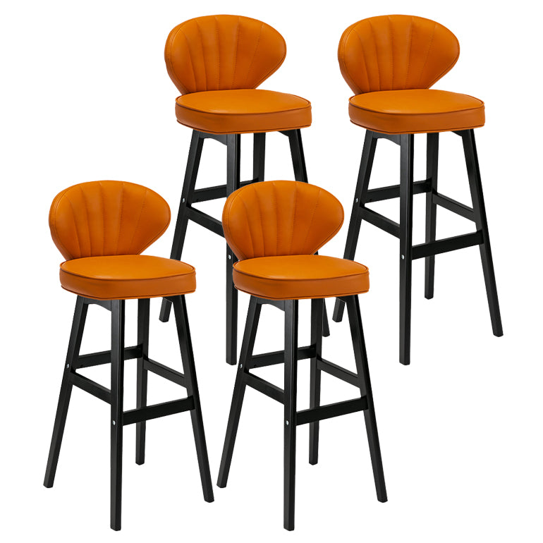 Modern Armless Backrest Counter Stool Kitchen Wood Bar Stool with Cushion and Pedal Orange 4 Piece Set Bar Stool(30"H) Clearhalo 'Bar Furniture' 'Bar Stools' 'bar_stools' 'furn' 'furn_bar_stools' 'furniture_bar_stools' 'Kitchen & Dining Furniture' 'kitchen&dining_furn' 'kitchen' 'kitchen_furn' Furniture' 4639685