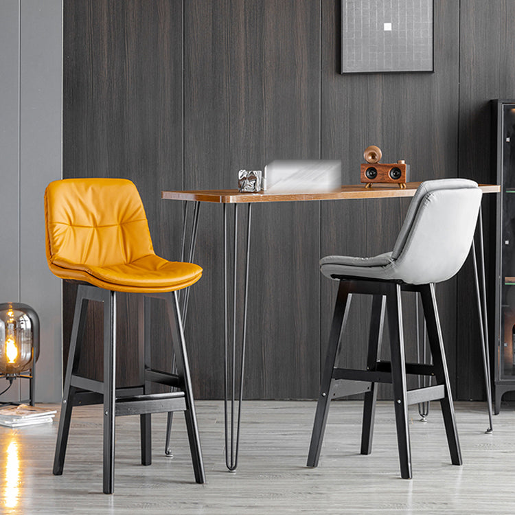 Modern Armless Backrest Counter Stool Wood Milk Tea Shop Bar Stool with Leather Cushion Clearhalo 'Bar Furniture' 'Bar Stools' 'bar_stools' 'furn' 'furn_bar_stools' 'furniture_bar_stools' 'Kitchen & Dining Furniture' 'kitchen&dining_furn' 'kitchen' 'kitchen_furn' Furniture' 4639688
