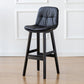 Modern Armless Backrest Counter Stool Wood Milk Tea Shop Bar Stool with Leather Cushion Black Black 1 Piece Clearhalo 'Bar Furniture' 'Bar Stools' 'bar_stools' 'furn' 'furn_bar_stools' 'furniture_bar_stools' 'Kitchen & Dining Furniture' 'kitchen&dining_furn' 'kitchen' 'kitchen_furn' Furniture' 4639689