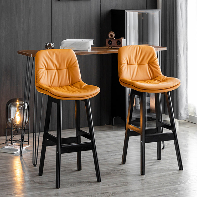 Modern Armless Backrest Counter Stool Wood Milk Tea Shop Bar Stool with Leather Cushion Clearhalo 'Bar Furniture' 'Bar Stools' 'bar_stools' 'furn' 'furn_bar_stools' 'furniture_bar_stools' 'Kitchen & Dining Furniture' 'kitchen&dining_furn' 'kitchen' 'kitchen_furn' Furniture' 4639691
