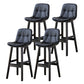 Modern Armless Backrest Counter Stool Wood Milk Tea Shop Bar Stool with Leather Cushion Black Black 4 Piece Set Clearhalo 'Bar Furniture' 'Bar Stools' 'bar_stools' 'furn' 'furn_bar_stools' 'furniture_bar_stools' 'Kitchen & Dining Furniture' 'kitchen&dining_furn' 'kitchen' 'kitchen_furn' Furniture' 4639692