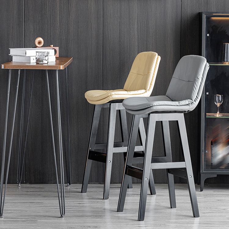 Modern Armless Backrest Counter Stool Wood Milk Tea Shop Bar Stool with Leather Cushion Clearhalo 'Bar Furniture' 'Bar Stools' 'bar_stools' 'furn' 'furn_bar_stools' 'furniture_bar_stools' 'Kitchen & Dining Furniture' 'kitchen&dining_furn' 'kitchen' 'kitchen_furn' Furniture' 4639693