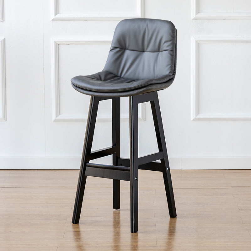 Modern Armless Backrest Counter Stool Wood Milk Tea Shop Bar Stool with Leather Cushion Dark Gray Black 1 Piece Clearhalo 'Bar Furniture' 'Bar Stools' 'bar_stools' 'furn' 'furn_bar_stools' 'furniture_bar_stools' 'Kitchen & Dining Furniture' 'kitchen&dining_furn' 'kitchen' 'kitchen_furn' Furniture' 4639694