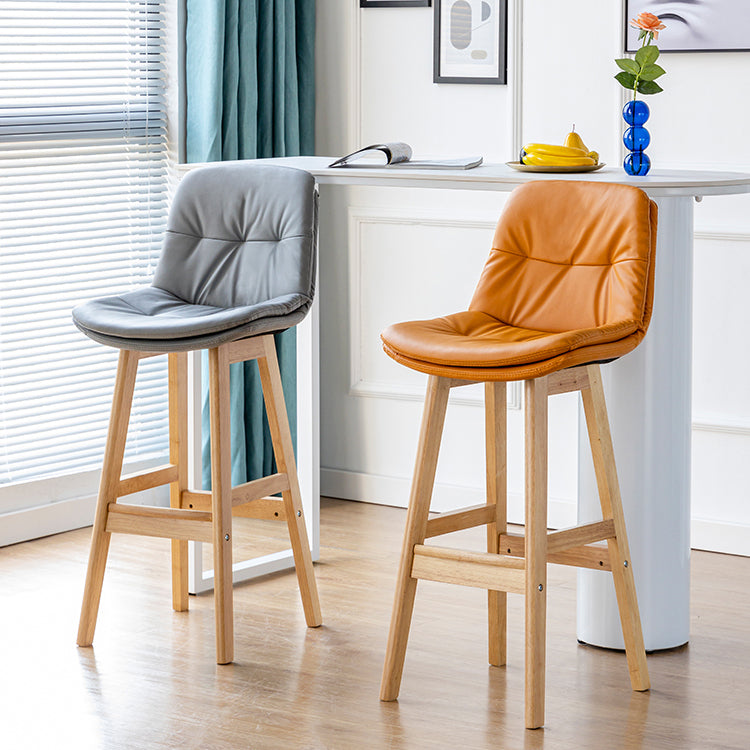 Modern Armless Backrest Counter Stool Wood Milk Tea Shop Bar Stool with Leather Cushion Clearhalo 'Bar Furniture' 'Bar Stools' 'bar_stools' 'furn' 'furn_bar_stools' 'furniture_bar_stools' 'Kitchen & Dining Furniture' 'kitchen&dining_furn' 'kitchen' 'kitchen_furn' Furniture' 4639695