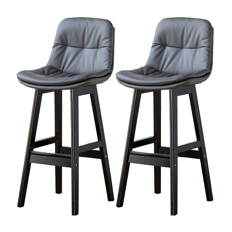 Modern Armless Backrest Counter Stool Wood Milk Tea Shop Bar Stool with Leather Cushion Dark Gray Black 2 Piece Set Clearhalo 'Bar Furniture' 'Bar Stools' 'bar_stools' 'furn' 'furn_bar_stools' 'furniture_bar_stools' 'Kitchen & Dining Furniture' 'kitchen&dining_furn' 'kitchen' 'kitchen_furn' Furniture' 4639696