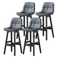 Modern Armless Backrest Counter Stool Wood Milk Tea Shop Bar Stool with Leather Cushion Dark Gray Black 4 Piece Set Clearhalo 'Bar Furniture' 'Bar Stools' 'bar_stools' 'furn' 'furn_bar_stools' 'furniture_bar_stools' 'Kitchen & Dining Furniture' 'kitchen&dining_furn' 'kitchen' 'kitchen_furn' Furniture' 4639698