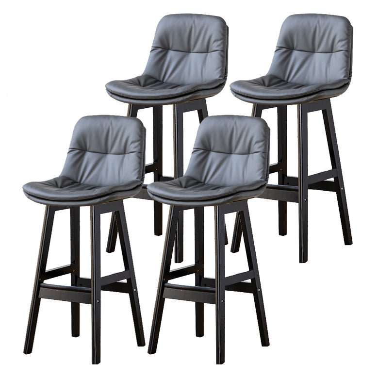 Modern Armless Backrest Counter Stool Wood Milk Tea Shop Bar Stool with Leather Cushion Dark Gray Black 4 Piece Set Clearhalo 'Bar Furniture' 'Bar Stools' 'bar_stools' 'furn' 'furn_bar_stools' 'furniture_bar_stools' 'Kitchen & Dining Furniture' 'kitchen&dining_furn' 'kitchen' 'kitchen_furn' Furniture' 4639698