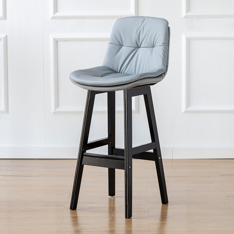 Modern Armless Backrest Counter Stool Wood Milk Tea Shop Bar Stool with Leather Cushion Light Gray Black 1 Piece Clearhalo 'Bar Furniture' 'Bar Stools' 'bar_stools' 'furn' 'furn_bar_stools' 'furniture_bar_stools' 'Kitchen & Dining Furniture' 'kitchen&dining_furn' 'kitchen' 'kitchen_furn' Furniture' 4639701