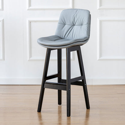 Modern Armless Backrest Counter Stool Wood Milk Tea Shop Bar Stool with Leather Cushion Light Gray Black 1 Piece Clearhalo 'Bar Furniture' 'Bar Stools' 'bar_stools' 'furn' 'furn_bar_stools' 'furniture_bar_stools' 'Kitchen & Dining Furniture' 'kitchen&dining_furn' 'kitchen' 'kitchen_furn' Furniture' 4639701