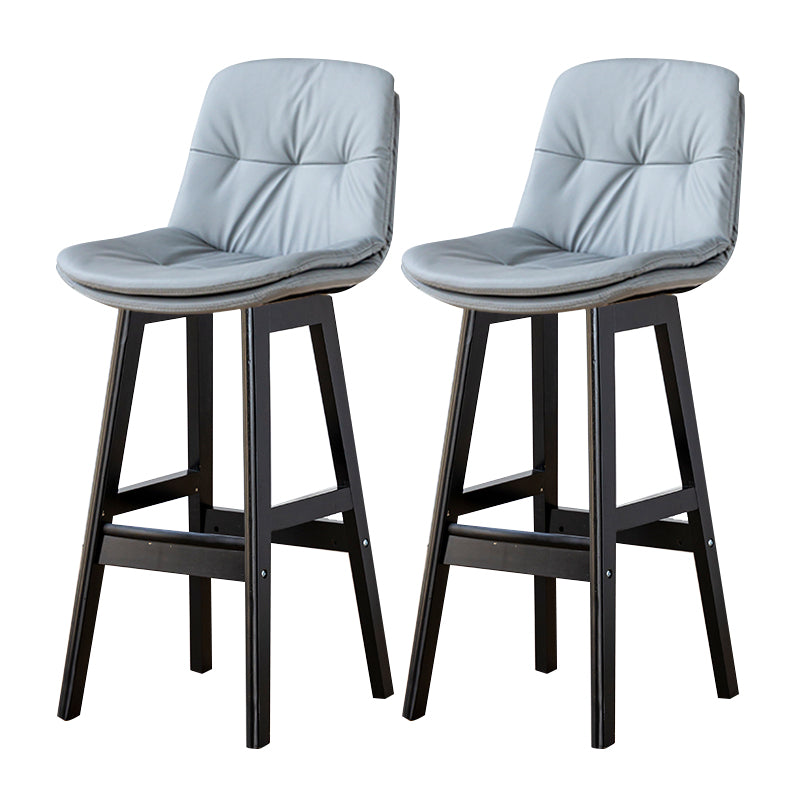 Modern Armless Backrest Counter Stool Wood Milk Tea Shop Bar Stool with Leather Cushion Light Gray Black 2 Piece Set Clearhalo 'Bar Furniture' 'Bar Stools' 'bar_stools' 'furn' 'furn_bar_stools' 'furniture_bar_stools' 'Kitchen & Dining Furniture' 'kitchen&dining_furn' 'kitchen' 'kitchen_furn' Furniture' 4639703