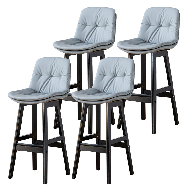 Modern Armless Backrest Counter Stool Wood Milk Tea Shop Bar Stool with Leather Cushion Light Gray Black 4 Piece Set Clearhalo 'Bar Furniture' 'Bar Stools' 'bar_stools' 'furn' 'furn_bar_stools' 'furniture_bar_stools' 'Kitchen & Dining Furniture' 'kitchen&dining_furn' 'kitchen' 'kitchen_furn' Furniture' 4639705