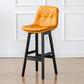 Modern Armless Backrest Counter Stool Wood Milk Tea Shop Bar Stool with Leather Cushion Yellow Black 1 Piece Clearhalo 'Bar Furniture' 'Bar Stools' 'bar_stools' 'furn' 'furn_bar_stools' 'furniture_bar_stools' 'Kitchen & Dining Furniture' 'kitchen&dining_furn' 'kitchen' 'kitchen_furn' Furniture' 4639707
