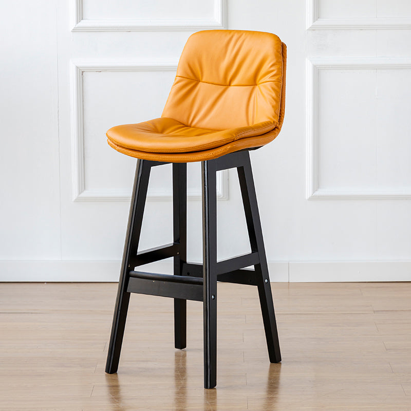 Modern Armless Backrest Counter Stool Wood Milk Tea Shop Bar Stool with Leather Cushion Yellow Black 1 Piece Clearhalo 'Bar Furniture' 'Bar Stools' 'bar_stools' 'furn' 'furn_bar_stools' 'furniture_bar_stools' 'Kitchen & Dining Furniture' 'kitchen&dining_furn' 'kitchen' 'kitchen_furn' Furniture' 4639707