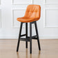 Modern Armless Backrest Counter Stool Wood Milk Tea Shop Bar Stool with Leather Cushion Orange Black 1 Piece Clearhalo 'Bar Furniture' 'Bar Stools' 'bar_stools' 'furn' 'furn_bar_stools' 'furniture_bar_stools' 'Kitchen & Dining Furniture' 'kitchen&dining_furn' 'kitchen' 'kitchen_furn' Furniture' 4639712