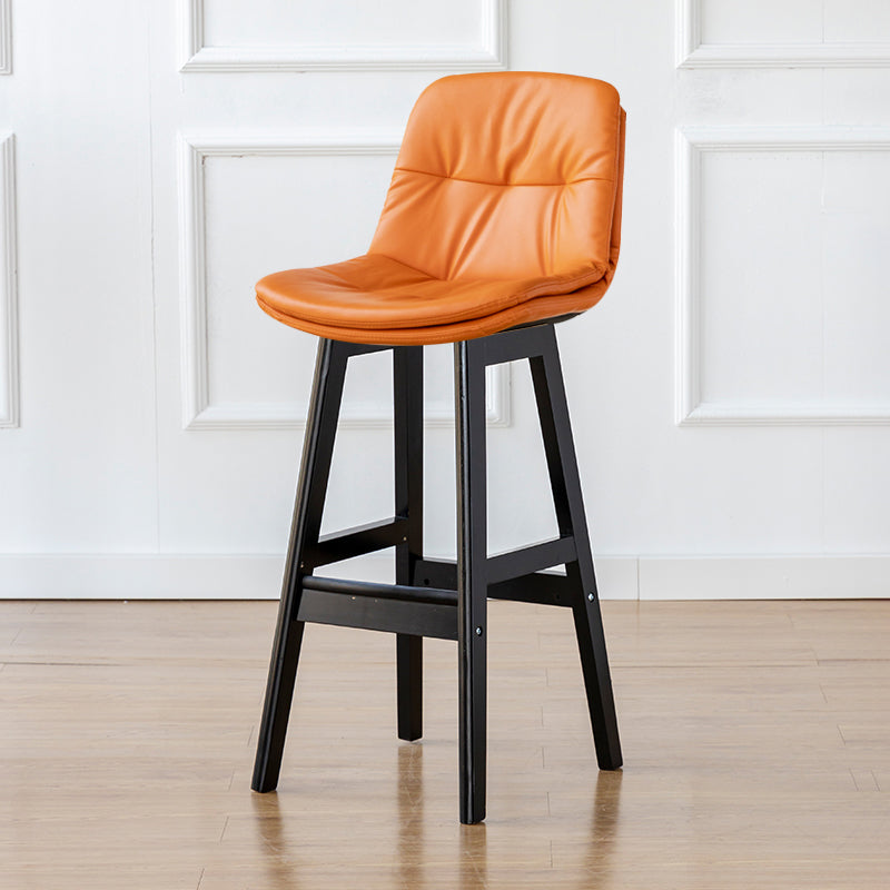 Modern Armless Backrest Counter Stool Wood Milk Tea Shop Bar Stool with Leather Cushion Orange Black 1 Piece Clearhalo 'Bar Furniture' 'Bar Stools' 'bar_stools' 'furn' 'furn_bar_stools' 'furniture_bar_stools' 'Kitchen & Dining Furniture' 'kitchen&dining_furn' 'kitchen' 'kitchen_furn' Furniture' 4639712