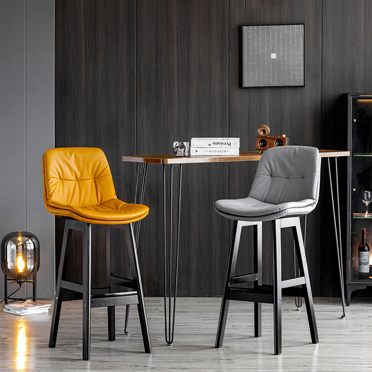 Modern Armless Backrest Counter Stool Wood Milk Tea Shop Bar Stool with Leather Cushion Clearhalo 'Bar Furniture' 'Bar Stools' 'bar_stools' 'furn' 'furn_bar_stools' 'furniture_bar_stools' 'Kitchen & Dining Furniture' 'kitchen&dining_furn' 'kitchen' 'kitchen_furn' Furniture' 4639713