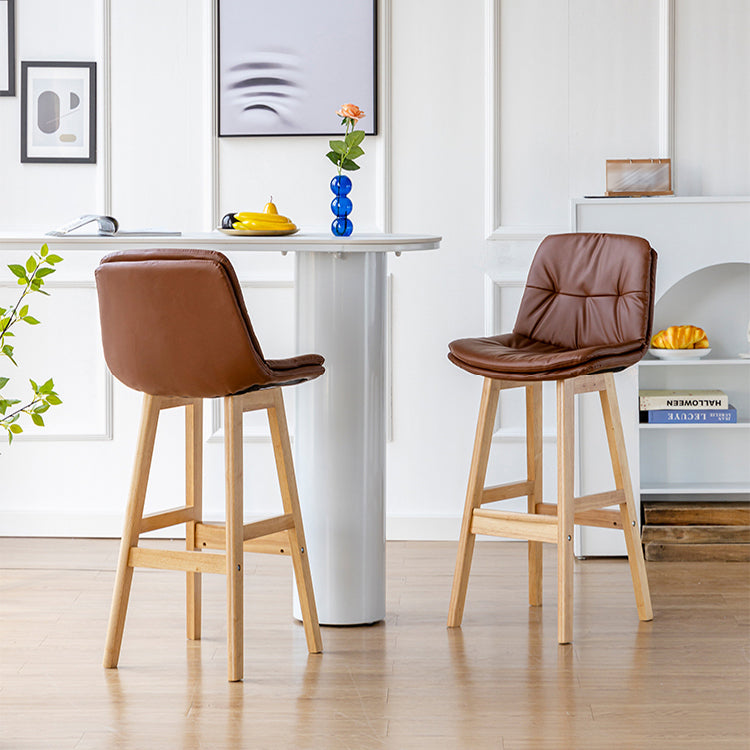 Modern Armless Backrest Counter Stool Wood Milk Tea Shop Bar Stool with Leather Cushion Clearhalo 'Bar Furniture' 'Bar Stools' 'bar_stools' 'furn' 'furn_bar_stools' 'furniture_bar_stools' 'Kitchen & Dining Furniture' 'kitchen&dining_furn' 'kitchen' 'kitchen_furn' Furniture' 4639715