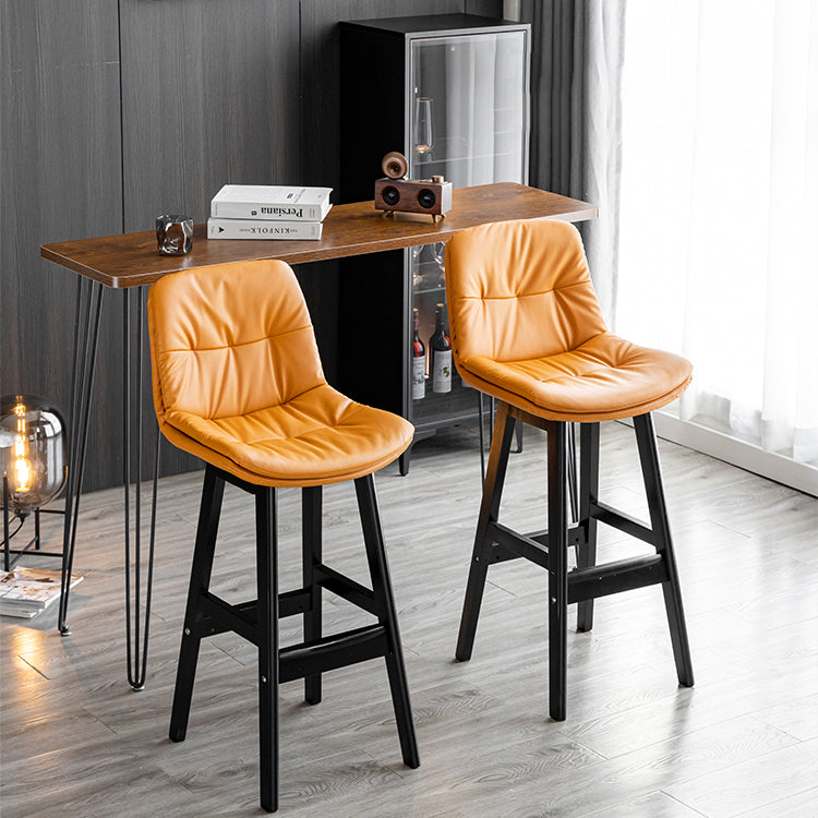 Modern Armless Backrest Counter Stool Wood Milk Tea Shop Bar Stool with Leather Cushion Clearhalo 'Bar Furniture' 'Bar Stools' 'bar_stools' 'furn' 'furn_bar_stools' 'furniture_bar_stools' 'Kitchen & Dining Furniture' 'kitchen&dining_furn' 'kitchen' 'kitchen_furn' Furniture' 4639717