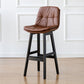 Modern Armless Backrest Counter Stool Wood Milk Tea Shop Bar Stool with Leather Cushion Brown Black 1 Piece Clearhalo 'Bar Furniture' 'Bar Stools' 'bar_stools' 'furn' 'furn_bar_stools' 'furniture_bar_stools' 'Kitchen & Dining Furniture' 'kitchen&dining_furn' 'kitchen' 'kitchen_furn' Furniture' 4639718