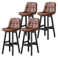 Modern Armless Backrest Counter Stool Wood Milk Tea Shop Bar Stool with Leather Cushion Brown Black 4 Piece Set Clearhalo 'Bar Furniture' 'Bar Stools' 'bar_stools' 'furn' 'furn_bar_stools' 'furniture_bar_stools' 'Kitchen & Dining Furniture' 'kitchen&dining_furn' 'kitchen' 'kitchen_furn' Furniture' 4639720