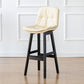 Modern Armless Backrest Counter Stool Wood Milk Tea Shop Bar Stool with Leather Cushion Off-White Black 1 Piece Clearhalo 'Bar Furniture' 'Bar Stools' 'bar_stools' 'furn' 'furn_bar_stools' 'furniture_bar_stools' 'Kitchen & Dining Furniture' 'kitchen&dining_furn' 'kitchen' 'kitchen_furn' Furniture' 4639721