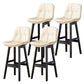 Modern Armless Backrest Counter Stool Wood Milk Tea Shop Bar Stool with Leather Cushion Off-White Black 4 Piece Set Clearhalo 'Bar Furniture' 'Bar Stools' 'bar_stools' 'furn' 'furn_bar_stools' 'furniture_bar_stools' 'Kitchen & Dining Furniture' 'kitchen&dining_furn' 'kitchen' 'kitchen_furn' Furniture' 4639723
