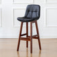 Modern Armless Backrest Counter Stool Wood Milk Tea Shop Bar Stool with Leather Cushion Black Brown 1 Piece Clearhalo 'Bar Furniture' 'Bar Stools' 'bar_stools' 'furn' 'furn_bar_stools' 'furniture_bar_stools' 'Kitchen & Dining Furniture' 'kitchen&dining_furn' 'kitchen' 'kitchen_furn' Furniture' 4639724