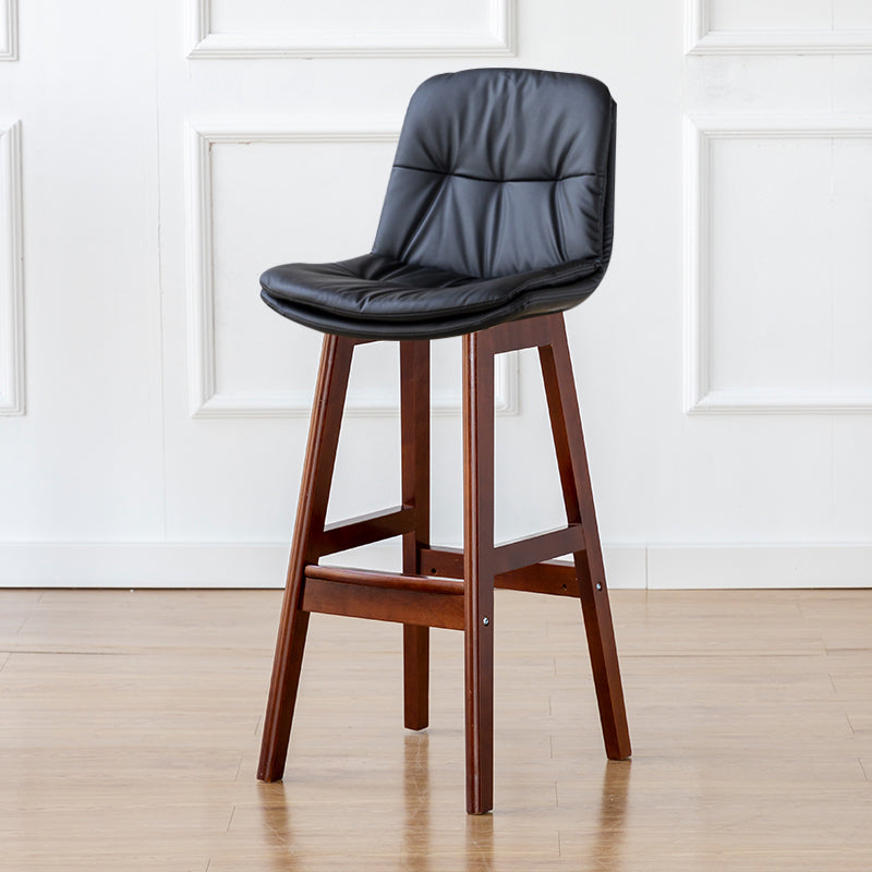 Modern Armless Backrest Counter Stool Wood Milk Tea Shop Bar Stool with Leather Cushion Black Brown 1 Piece Clearhalo 'Bar Furniture' 'Bar Stools' 'bar_stools' 'furn' 'furn_bar_stools' 'furniture_bar_stools' 'Kitchen & Dining Furniture' 'kitchen&dining_furn' 'kitchen' 'kitchen_furn' Furniture' 4639724