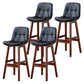 Modern Armless Backrest Counter Stool Wood Milk Tea Shop Bar Stool with Leather Cushion Black Brown 4 Piece Set Clearhalo 'Bar Furniture' 'Bar Stools' 'bar_stools' 'furn' 'furn_bar_stools' 'furniture_bar_stools' 'Kitchen & Dining Furniture' 'kitchen&dining_furn' 'kitchen' 'kitchen_furn' Furniture' 4639726