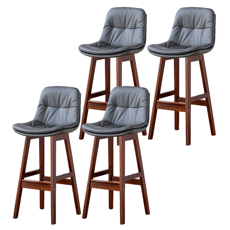 Modern Armless Backrest Counter Stool Wood Milk Tea Shop Bar Stool with Leather Cushion Dark Gray Brown 4 Piece Set Clearhalo 'Bar Furniture' 'Bar Stools' 'bar_stools' 'furn' 'furn_bar_stools' 'furniture_bar_stools' 'Kitchen & Dining Furniture' 'kitchen&dining_furn' 'kitchen' 'kitchen_furn' Furniture' 4639729