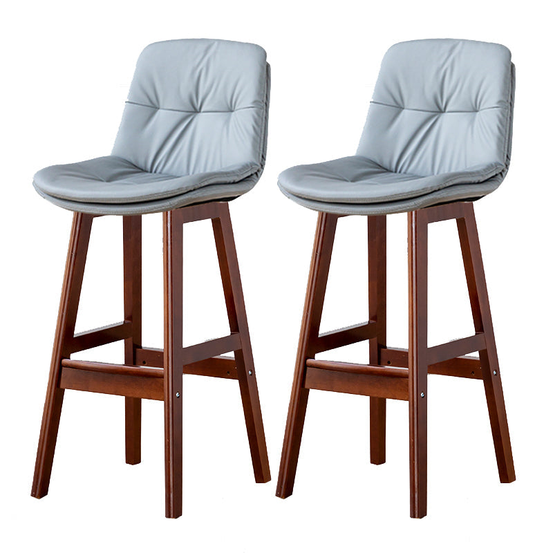Modern Armless Backrest Counter Stool Wood Milk Tea Shop Bar Stool with Leather Cushion Light Gray Brown 2 Piece Set Clearhalo 'Bar Furniture' 'Bar Stools' 'bar_stools' 'furn' 'furn_bar_stools' 'furniture_bar_stools' 'Kitchen & Dining Furniture' 'kitchen&dining_furn' 'kitchen' 'kitchen_furn' Furniture' 4639731