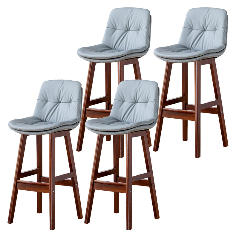 Modern Armless Backrest Counter Stool Wood Milk Tea Shop Bar Stool with Leather Cushion Light Gray Brown 4 Piece Set Clearhalo 'Bar Furniture' 'Bar Stools' 'bar_stools' 'furn' 'furn_bar_stools' 'furniture_bar_stools' 'Kitchen & Dining Furniture' 'kitchen&dining_furn' 'kitchen' 'kitchen_furn' Furniture' 4639732