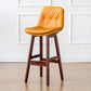 Modern Armless Backrest Counter Stool Wood Milk Tea Shop Bar Stool with Leather Cushion Yellow Brown 1 Piece Clearhalo 'Bar Furniture' 'Bar Stools' 'bar_stools' 'furn' 'furn_bar_stools' 'furniture_bar_stools' 'Kitchen & Dining Furniture' 'kitchen&dining_furn' 'kitchen' 'kitchen_furn' Furniture' 4639733