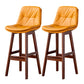 Modern Armless Backrest Counter Stool Wood Milk Tea Shop Bar Stool with Leather Cushion Yellow Brown 2 Piece Set Clearhalo 'Bar Furniture' 'Bar Stools' 'bar_stools' 'furn' 'furn_bar_stools' 'furniture_bar_stools' 'Kitchen & Dining Furniture' 'kitchen&dining_furn' 'kitchen' 'kitchen_furn' Furniture' 4639734