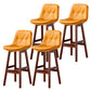 Modern Armless Backrest Counter Stool Wood Milk Tea Shop Bar Stool with Leather Cushion Yellow Brown 4 Piece Set Clearhalo 'Bar Furniture' 'Bar Stools' 'bar_stools' 'furn' 'furn_bar_stools' 'furniture_bar_stools' 'Kitchen & Dining Furniture' 'kitchen&dining_furn' 'kitchen' 'kitchen_furn' Furniture' 4639735