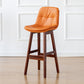 Modern Armless Backrest Counter Stool Wood Milk Tea Shop Bar Stool with Leather Cushion Orange Brown 1 Piece Clearhalo 'Bar Furniture' 'Bar Stools' 'bar_stools' 'furn' 'furn_bar_stools' 'furniture_bar_stools' 'Kitchen & Dining Furniture' 'kitchen&dining_furn' 'kitchen' 'kitchen_furn' Furniture' 4639736