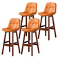 Modern Armless Backrest Counter Stool Wood Milk Tea Shop Bar Stool with Leather Cushion Orange Brown 4 Piece Set Clearhalo 'Bar Furniture' 'Bar Stools' 'bar_stools' 'furn' 'furn_bar_stools' 'furniture_bar_stools' 'Kitchen & Dining Furniture' 'kitchen&dining_furn' 'kitchen' 'kitchen_furn' Furniture' 4639738